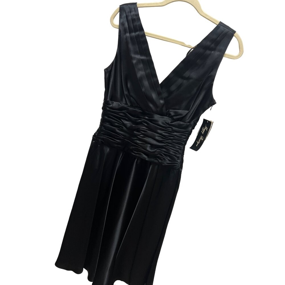 Maggy Boutique NWT Vintage 90's Black Satin Fit & Flare Special Occasion Dress
